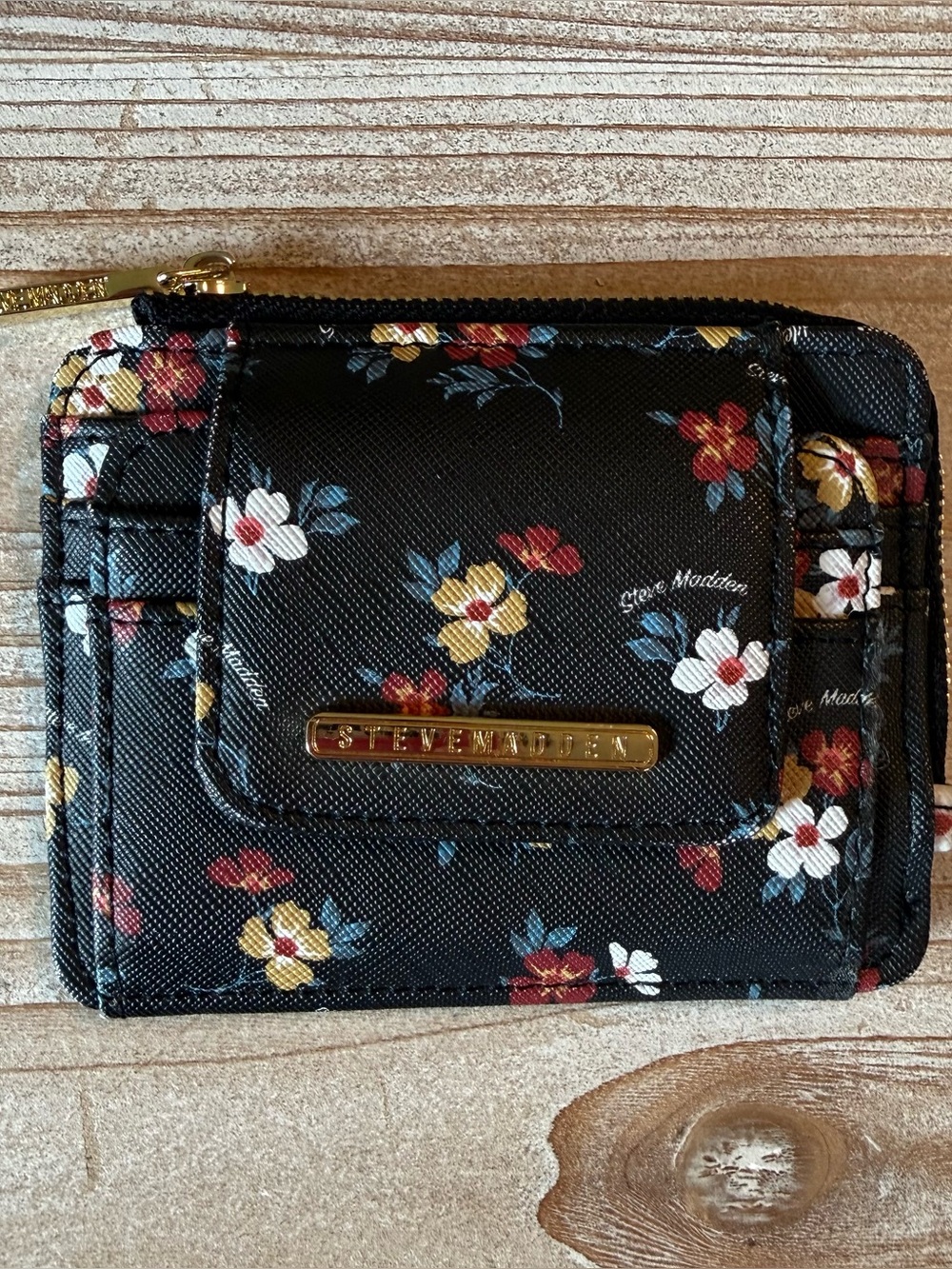 Steve Madden Black with Floral Small Wallet
